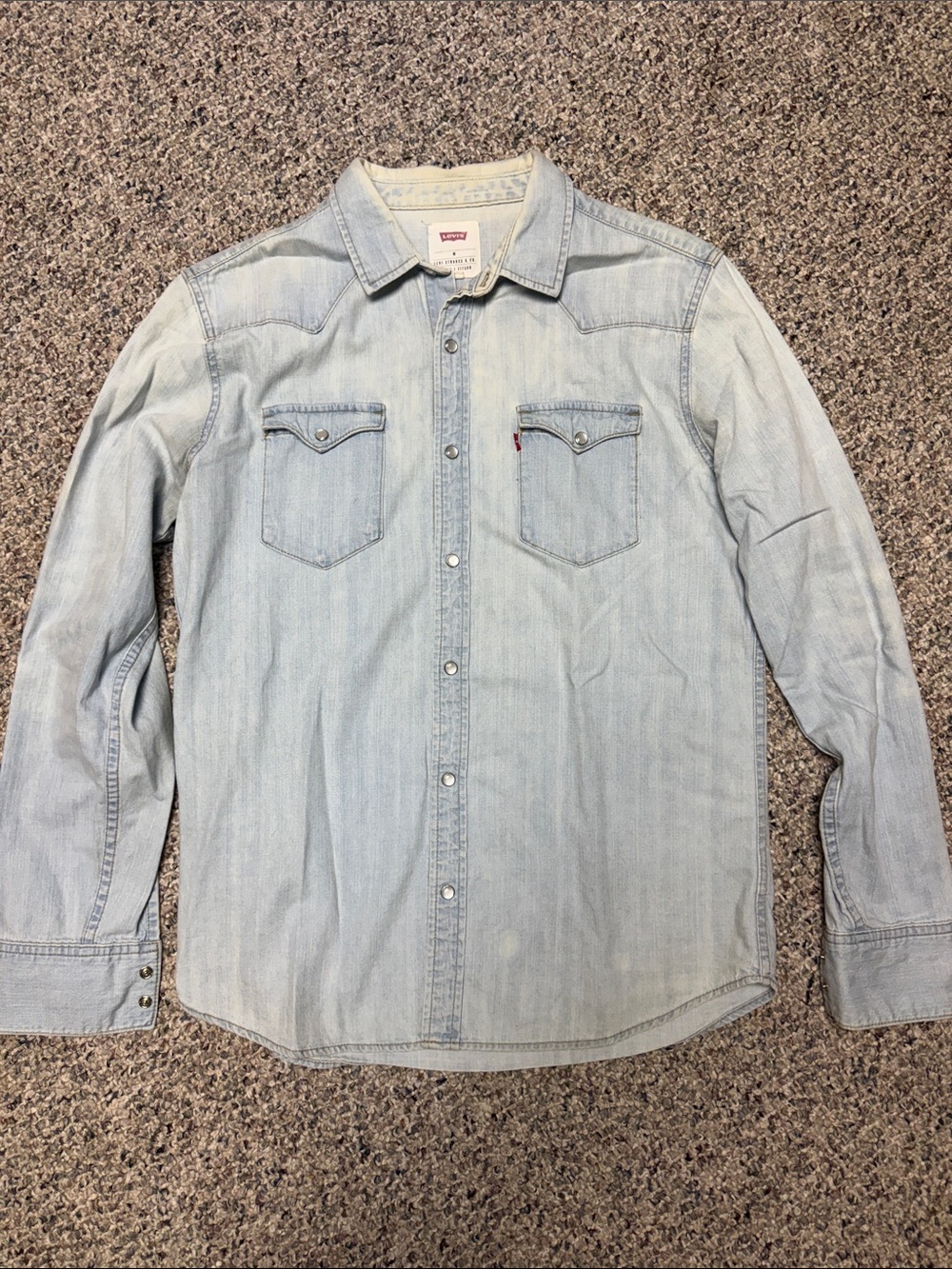 Levi's Light Wash vintage Denim Western Button-Up Shirt size M great fades